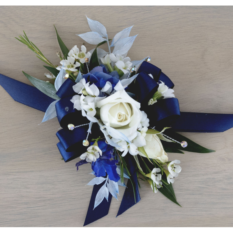 Shades of Blue Corsage - Same Day Delivery