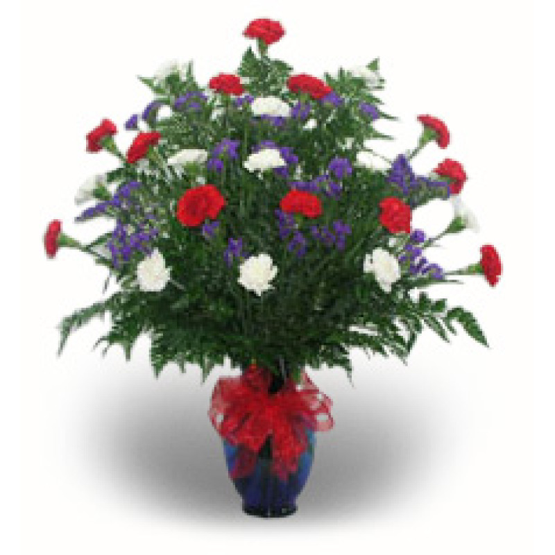 Twenty-Four Carnation Vase Patriotic - Same Day Delivery