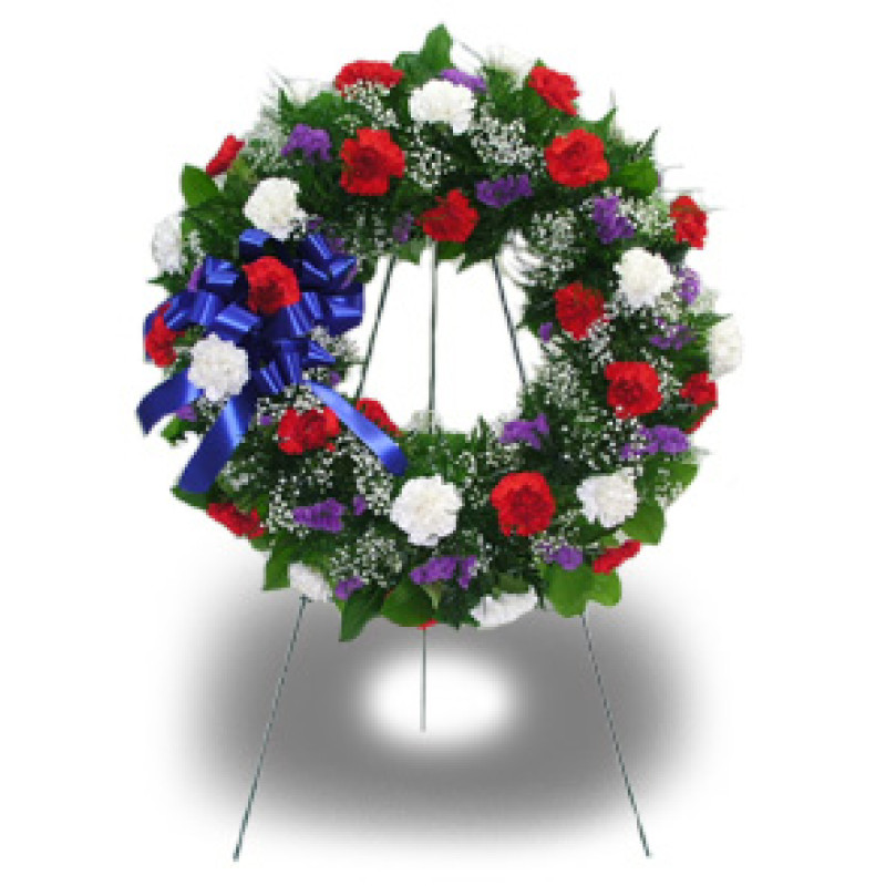 Thirty-Six Carnation Wreath Patriotic - Same Day Delivery