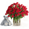 100 Rose Grand Gesture Package: 100 Roses Grand Gesture Plus Jumbo Loved Bear