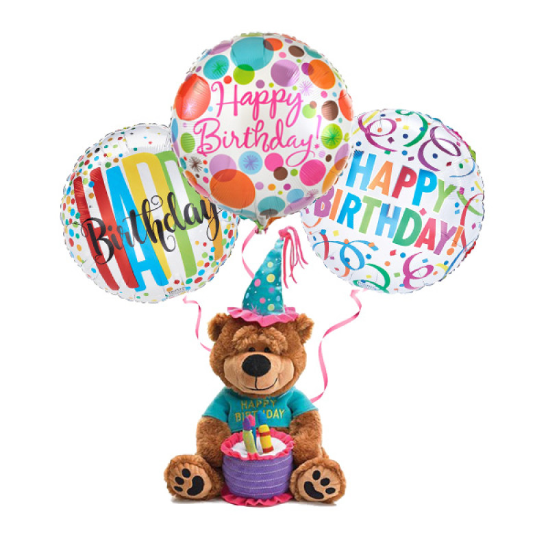 Birthday Bear with Balloons - Same Day Delivery