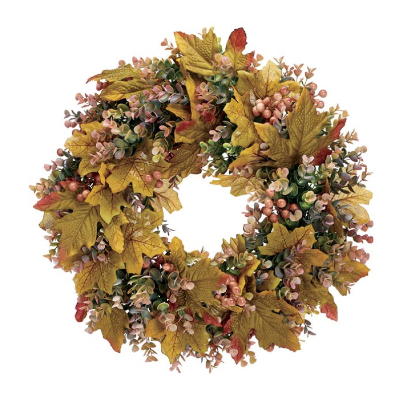 Wreath With Fall Leaves and Berries - Same Day Delivery