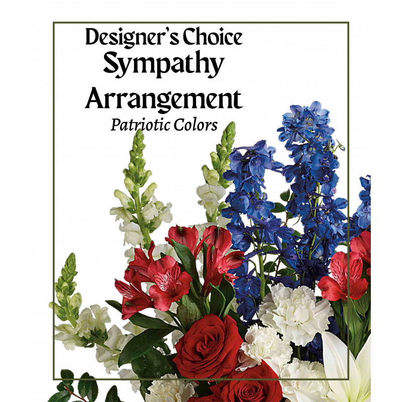 Patriotic Colors Sympathy Arrangement Designer Choice - Same Day Delivery