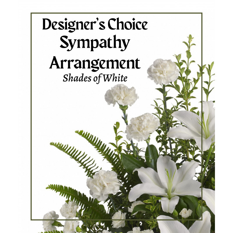 Shades of White Sympathy Arrangement Designer Choice - Same Day Delivery