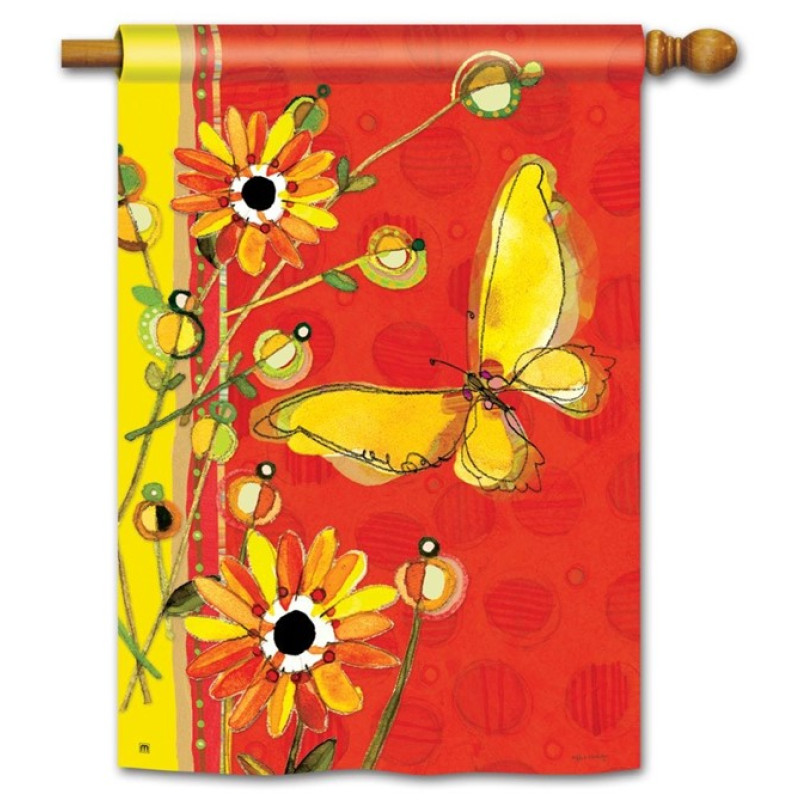 Yellow Butterfly House Flag - Same Day Delivery