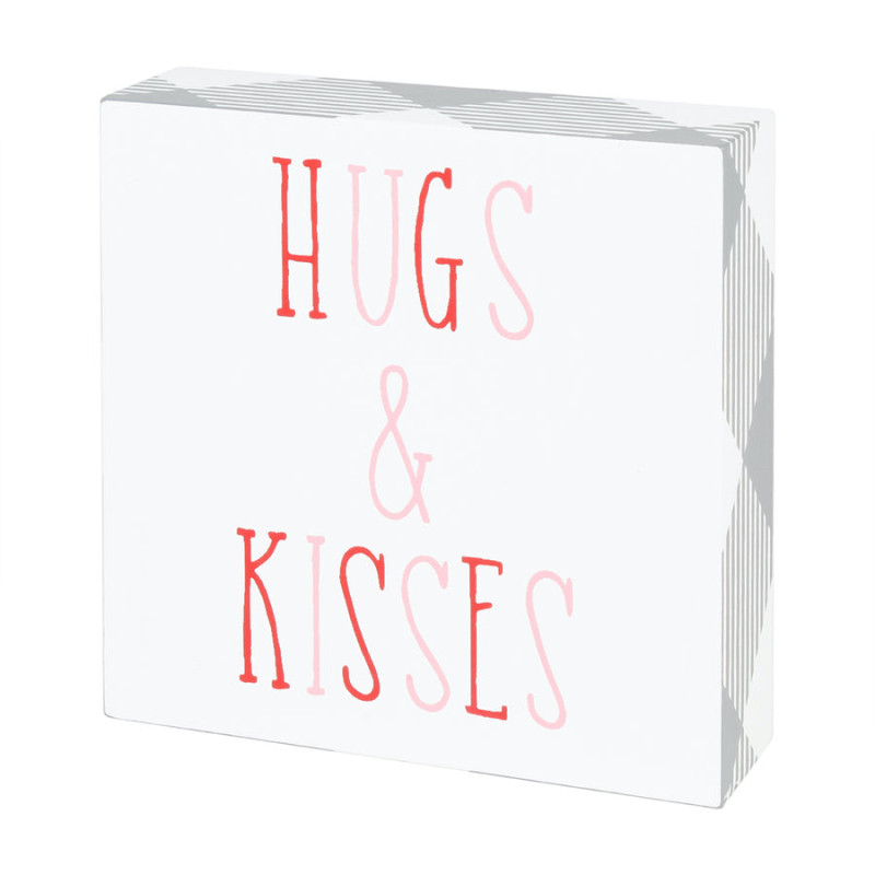 Hugs and Kisses Check Block Sign - Same Day Delivery