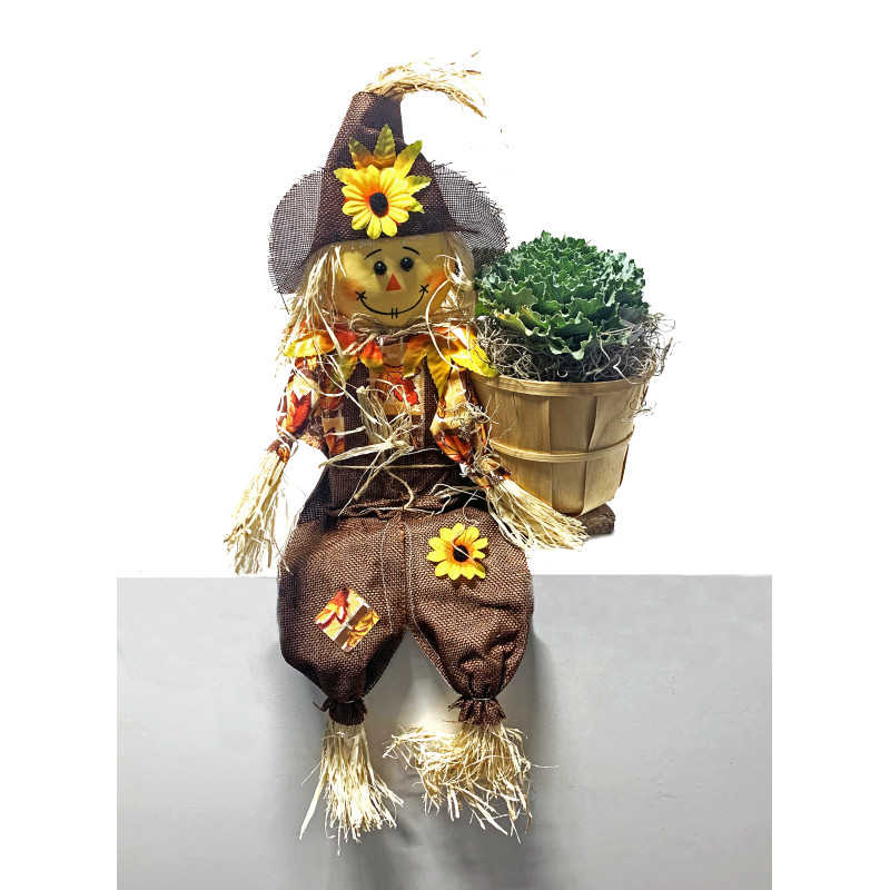 Sitting Scarecrow With a Plant - Same Day Delivery