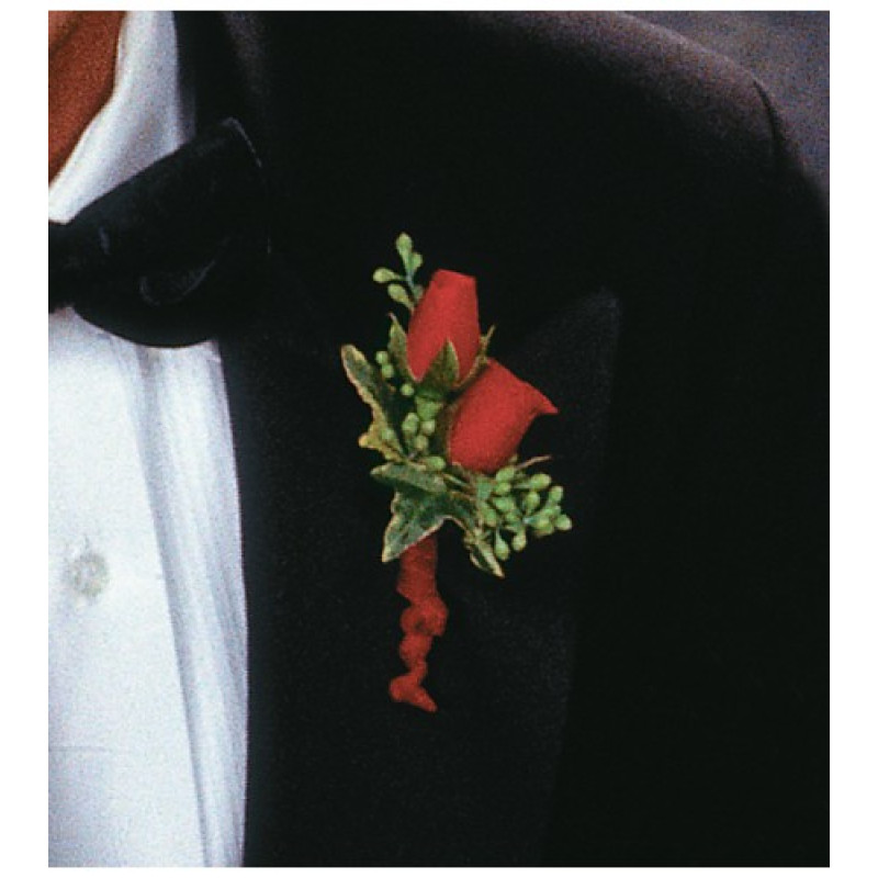 Red Spray Rose Boutonniere - Same Day Delivery