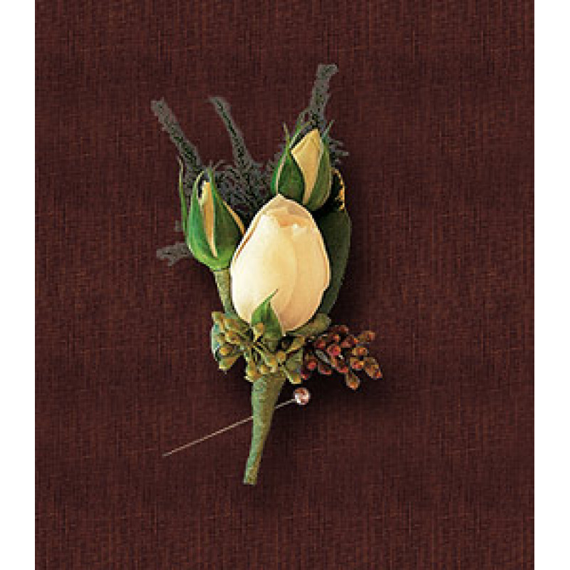 White Spray Rose Boutonniere - Same Day Delivery