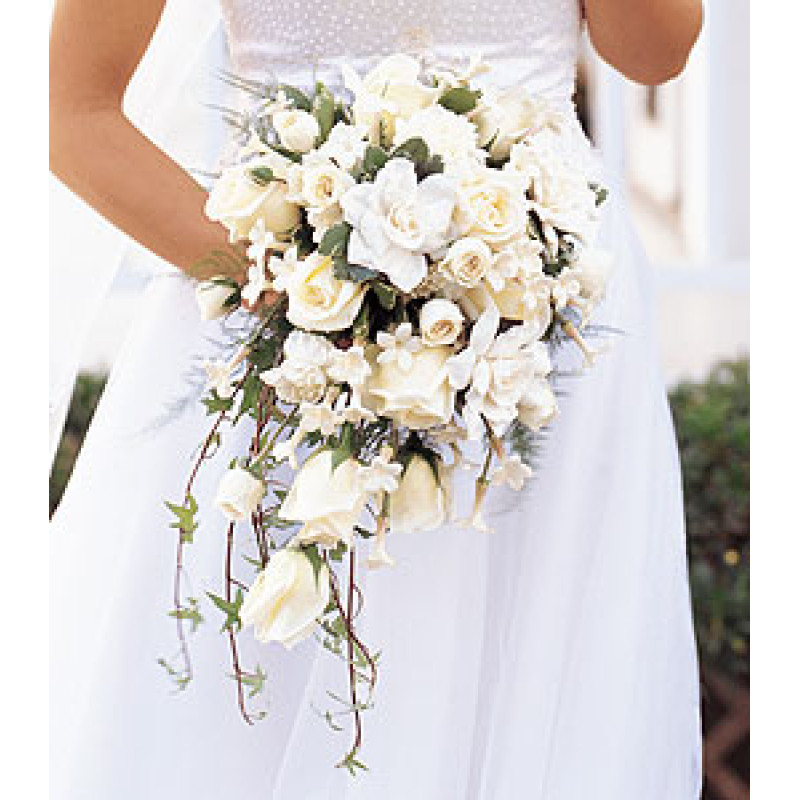 White Cascading Bridal Bouquet - Same Day Delivery