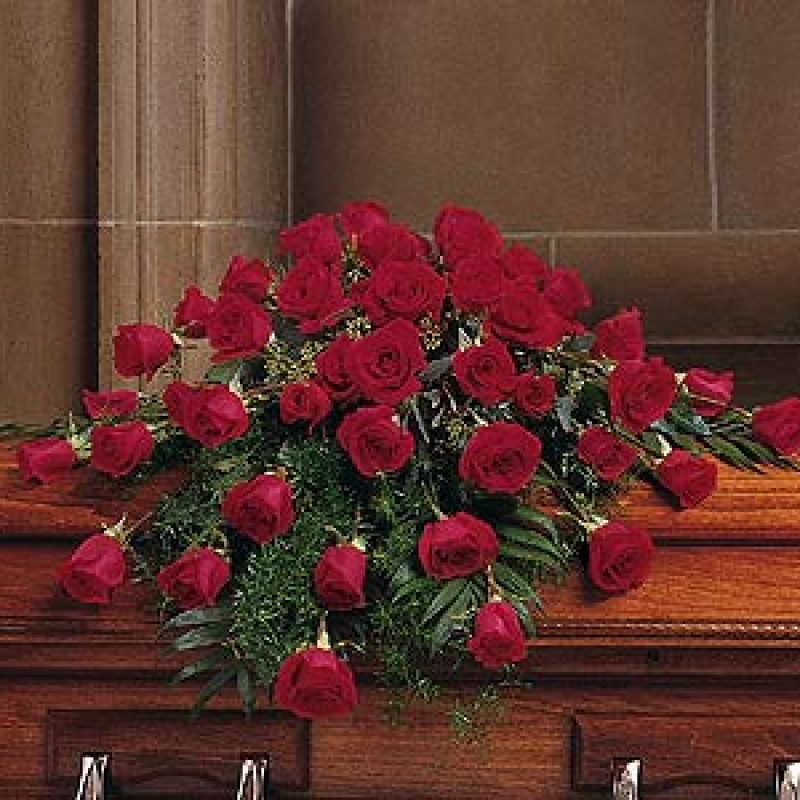 Blooming Red Rose Casket Spray - Same Day Delivery