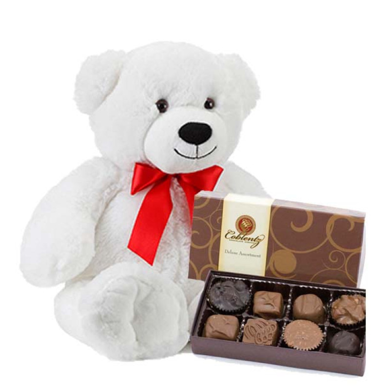 Medium White Bear &  Chocolates Special - Same Day Delivery
