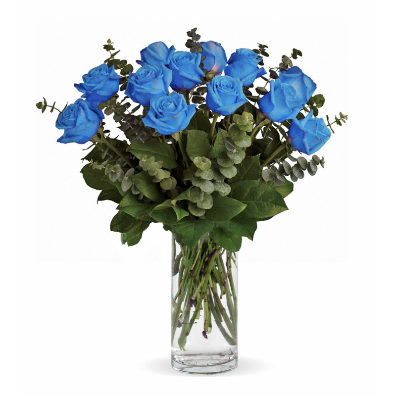 Blue Roses Arranged in a Vase  - Same Day Delivery