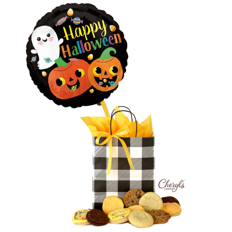 Two Dozen Cookies & Happy Halloween Balloon - Same Day Delivery
