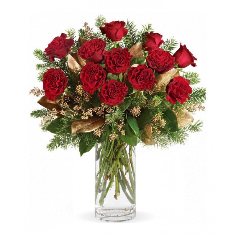 Christmas Heart Garden Roses - Same Day Delivery