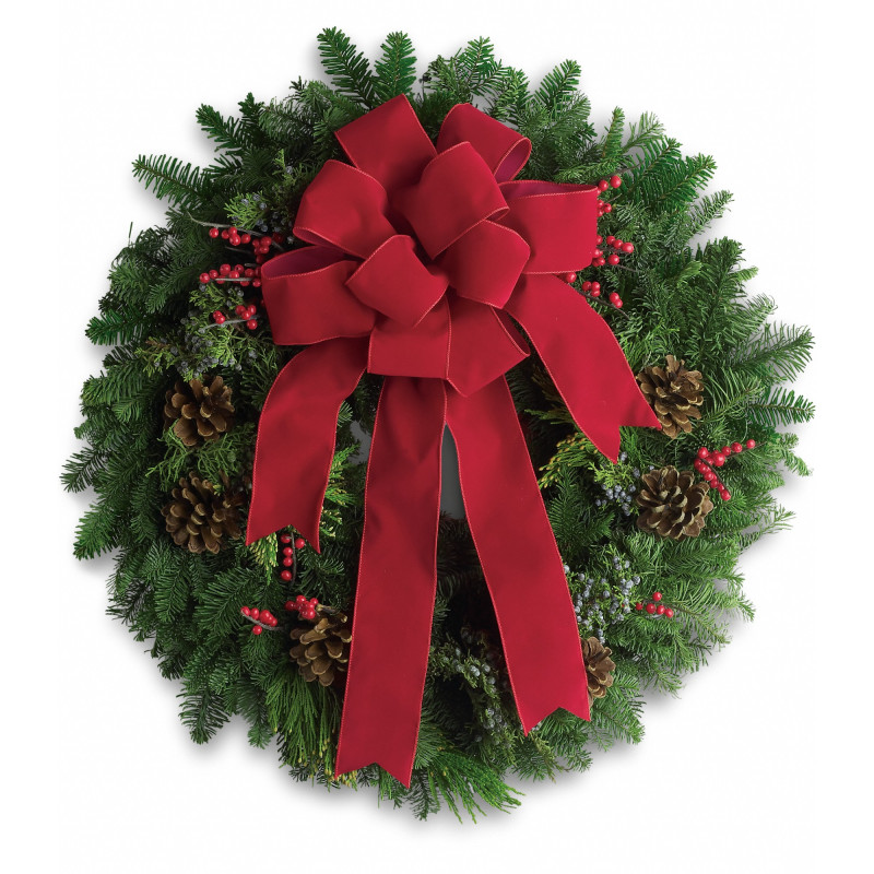 Classic Holiday Fresh Wreath - Same Day Delivery