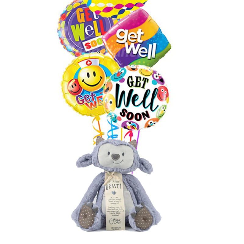 Growl Pal & Get Well Balloon Bouquet - Same Day Delivery
