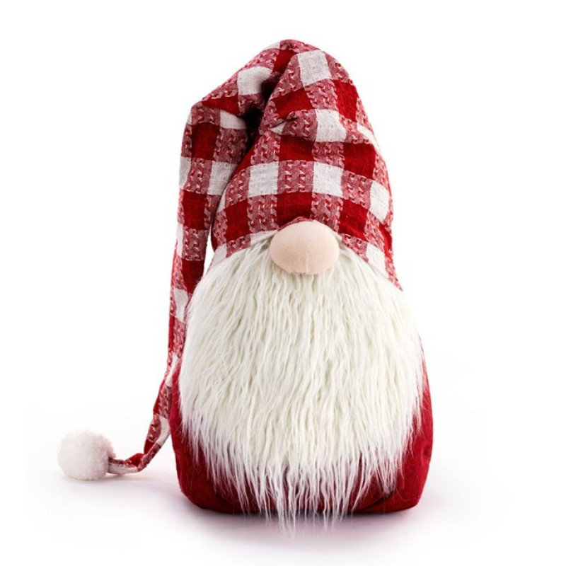 Jolly Large Red Plaid Hat Gnome - Same Day Delivery