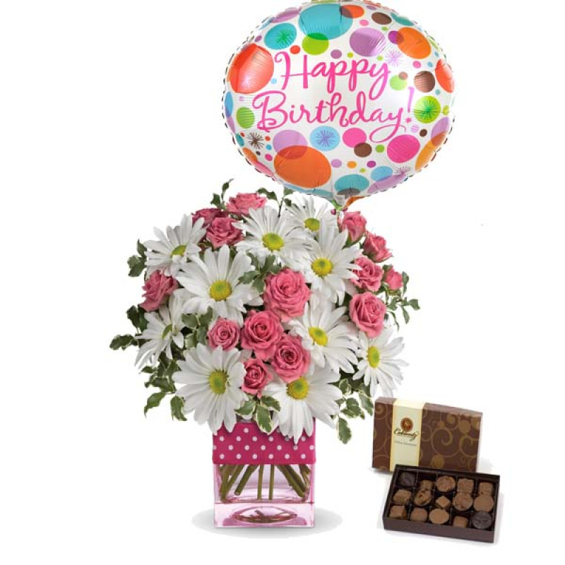 Pink Polka Dot Birthday Package - Same Day Delivery