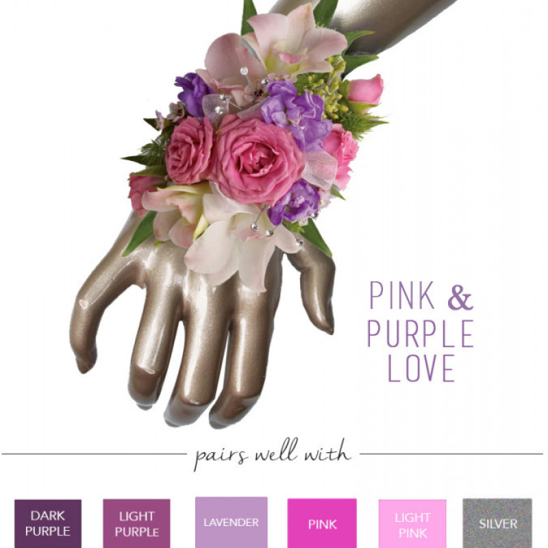 Pink & Purple Love Wrist Corsage - Same Day Delivery