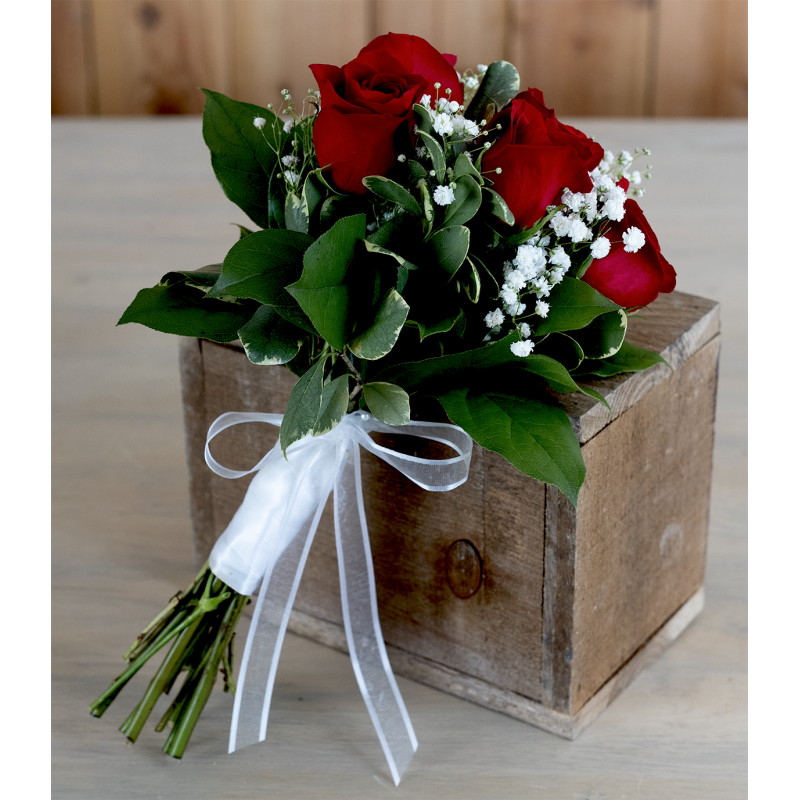 Red Rose Prom Handtied Bouquet - Same Day Delivery