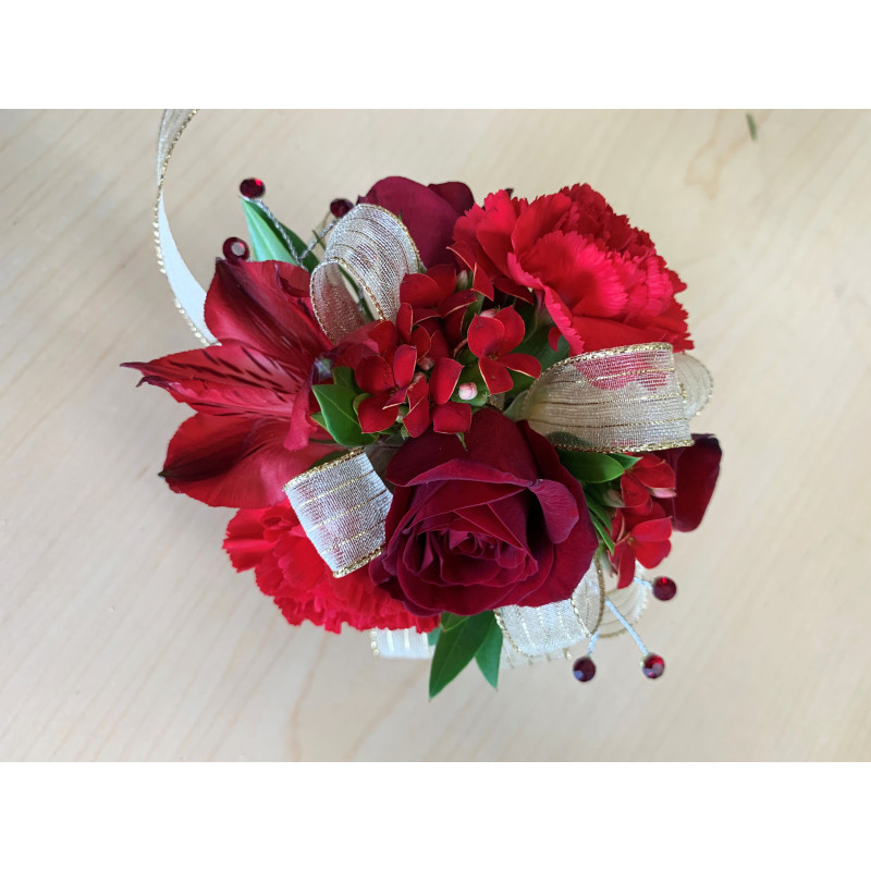 Red Riches Corsage - Same Day Delivery