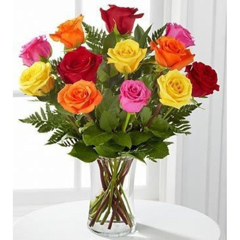 Dozen Roses Mixed Colors - Same Day Delivery