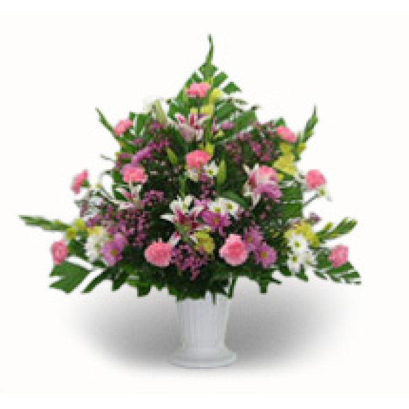 Pastel Mixed Flower Urn - Same Day Delivery