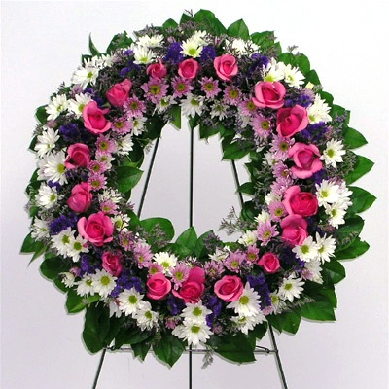 Eighteen Rose Mixed Flower Wreath - Same Day Delivery