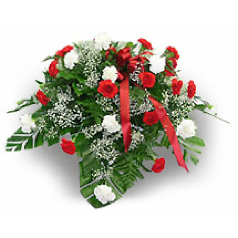 Thirty-Six Carnation Casket Spray Red & White - Same Day Delivery