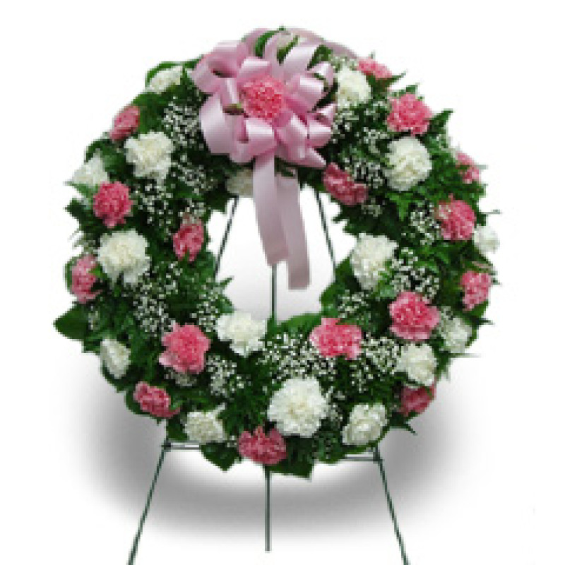 Thirty-Six Carnation Wreath Pink & White - Same Day Delivery