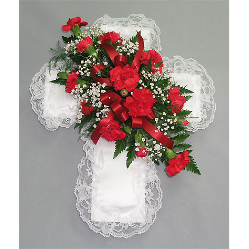 Mini Carnation Cross Lid Piece - Same Day Delivery
