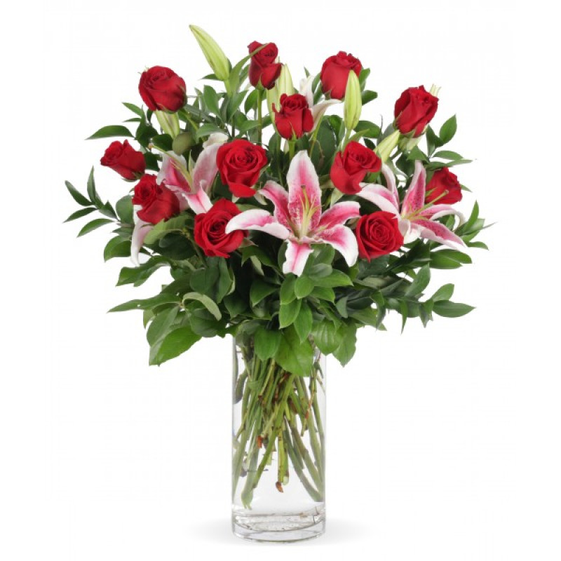 Charming Roses and Lilies - Same Day Delivery