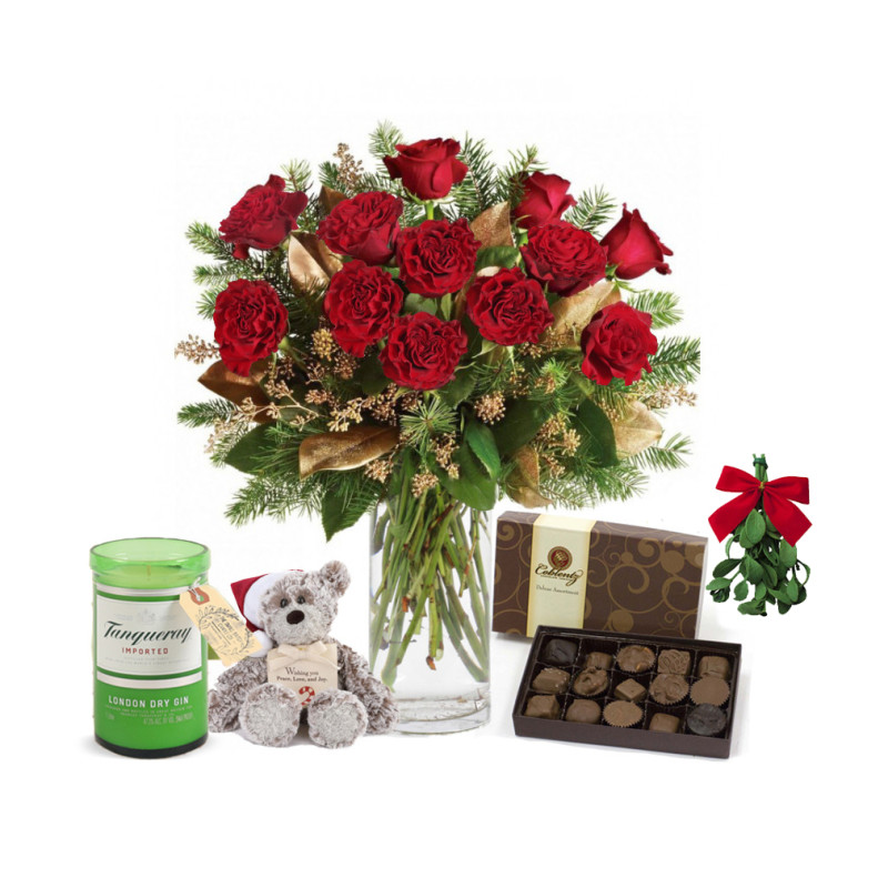 Christmas Heart Garden Roses - Same Day Delivery