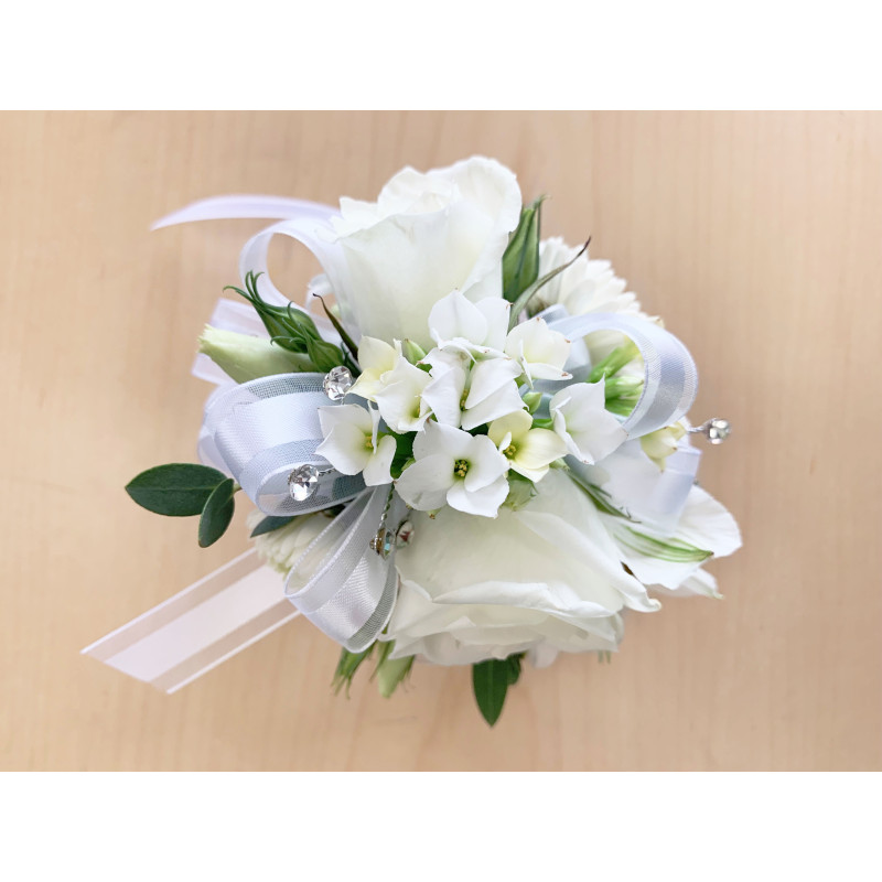 White Vision Corsage - Same Day Delivery
