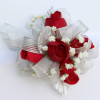 Red and Silver Miniature Rose Wrist Corsage: Traditional