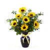 Yellow Sunflower Glow : Sunflowers Designed  In Cobalt Blue Vase
