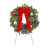 Wreath with Velvet Bow & Pinecones on Easel: Designer's Choice Fancy Upgrade